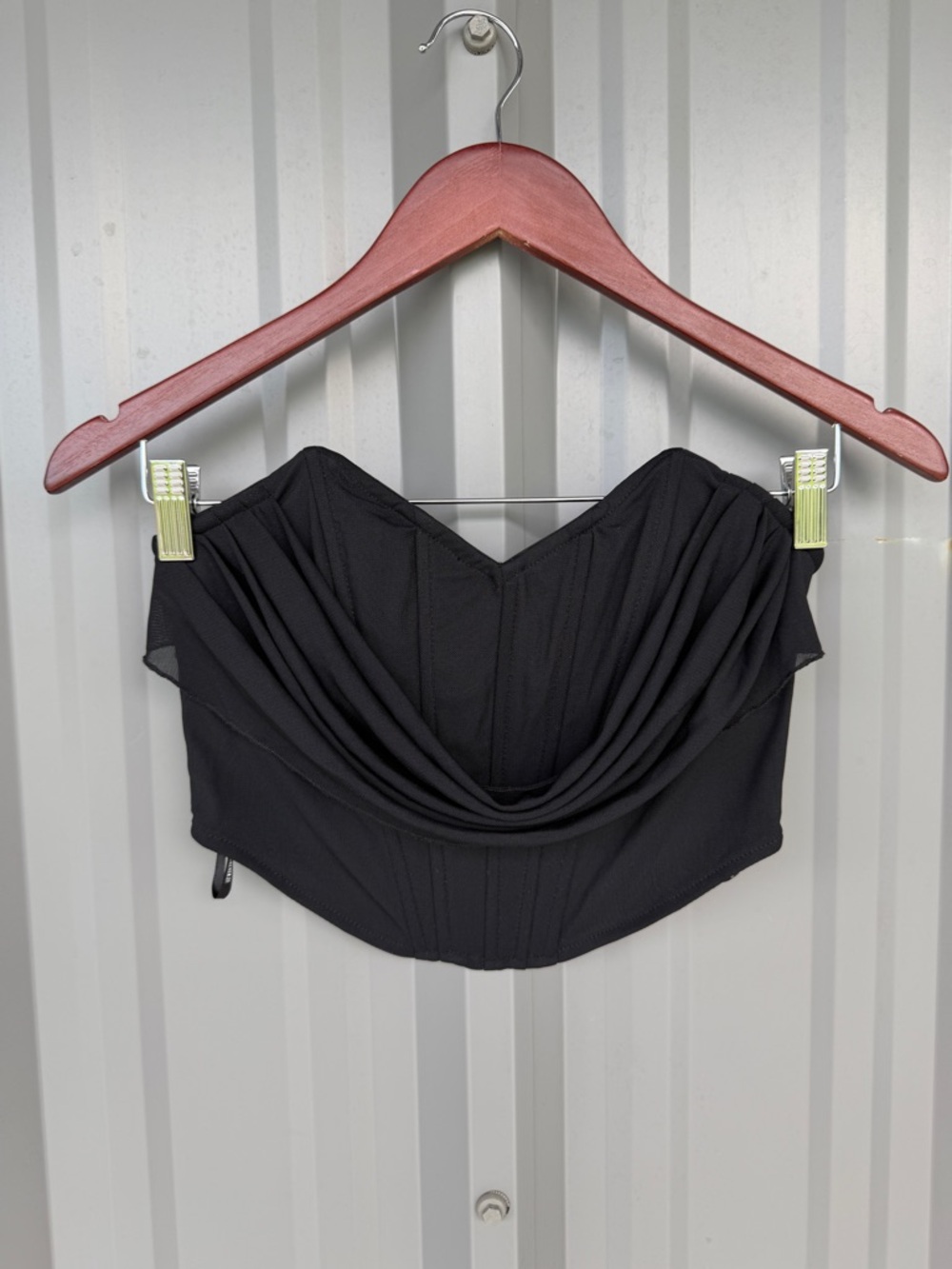 NWT Forever 21 Black Corset Bustier Top Medium Strapless Draped Cowl Y2